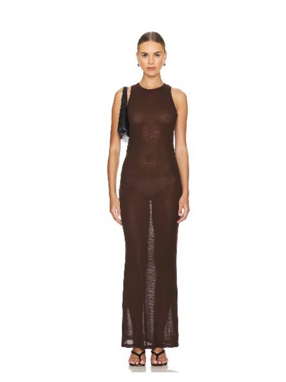 Cotton Citizen Brown Sheer Sleeveless Maxi Dress